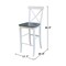 International Concepts X-back BarHeight Stool, 30" Seat Height, White/Heather Gray S05-6133 - alternate 5